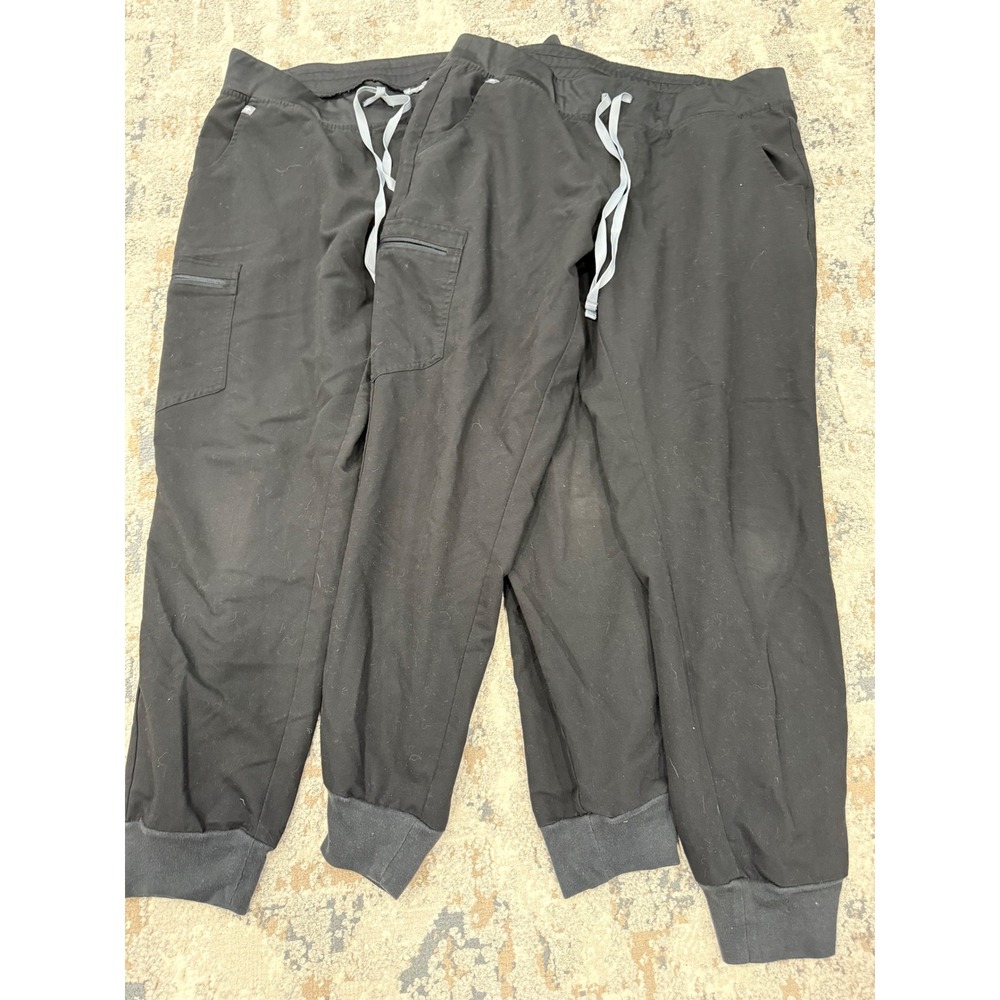 Lot of 2 FIGS Zamora Jogger Scrub Pants Black XL Technical Collection Womens